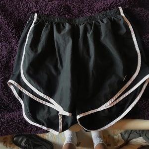 Black and white nike run shorts